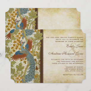 Invitation Carton d'invitation de mariage oiseaux paon Art No