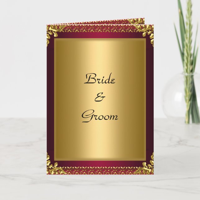 Invitation Carton d'invitation de mariage or rouge (Devant)