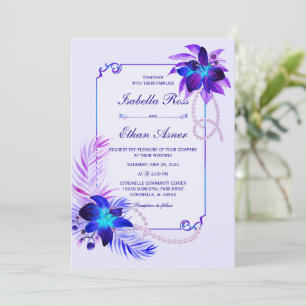 Invitation Carton d'invitation de mariage Orchidée Bleu Turqu