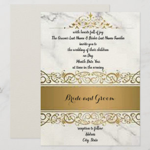 Invitation Carton d'invitation de mariage orné et marbré