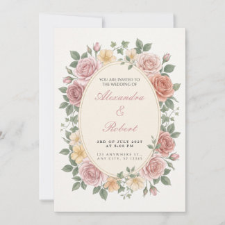 Invitation Carton d'invitation de mariage ovale botanique Ros