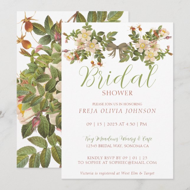 Invitation Carton d'invitation de mariage Painted Primrose (Devant / Derrière)
