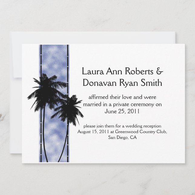 Invitation Carton d'invitation de mariage Palm Trees and Blue (Devant)