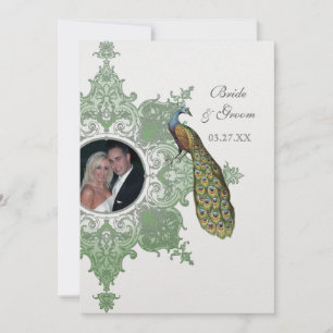 Invitation Carton d'invitation de mariage Paon Baroque - Vert