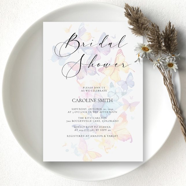 Invitation Carton d'invitation de mariage papillon pastel (Butterfly Pastel Bridal Shower Invitation
)