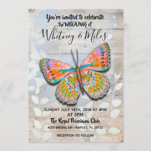 Invitation Carton d'invitation de mariage papillon Spring Fli