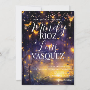 Invitation Carton d'invitation de mariage Papillons Guirlande