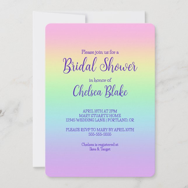 Invitation Carton d'invitation de mariage Pastel Rainbow (Devant)