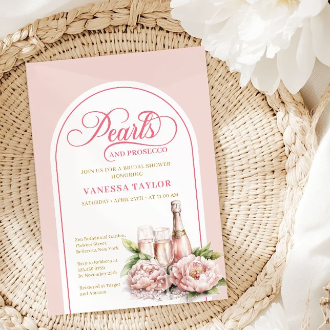 Invitation Carton d'invitation de mariage Perles Chic et Pros (Chic Pearls and Prosecco Bridal Invitation Invite)