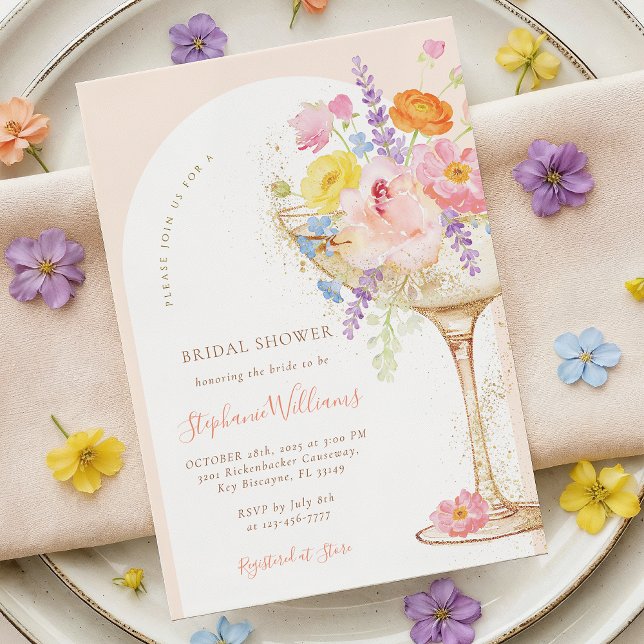 Invitation Carton d'invitation de mariage Petals & Prosecco A (Créateur téléchargé)
