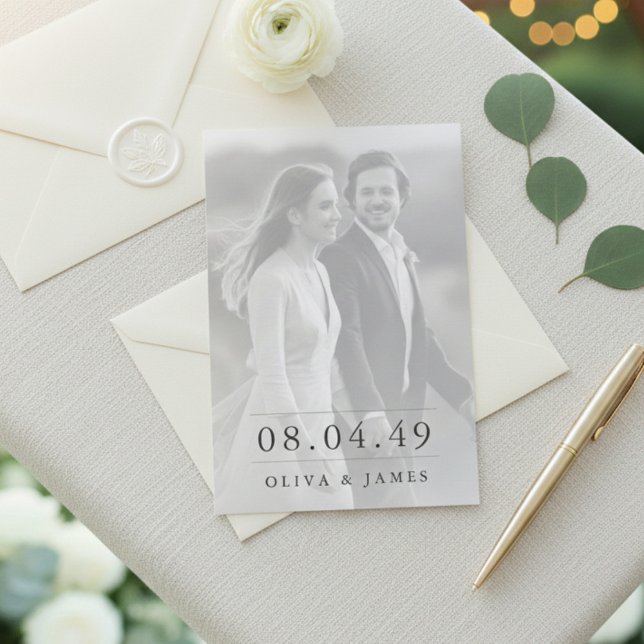 Invitation Carton d'invitation de mariage photo avec écriture (Créateur téléchargé)