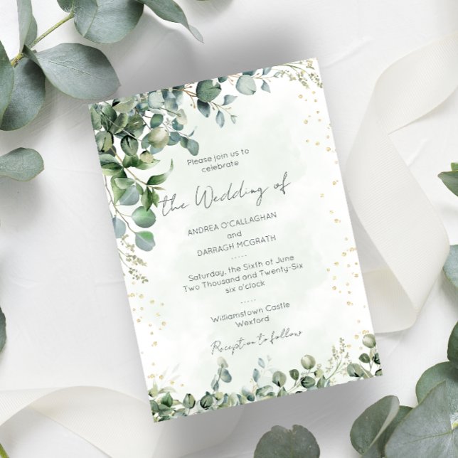 Invitation Carton d'invitation de mariage plat avec feuillage (Créateur téléchargé)