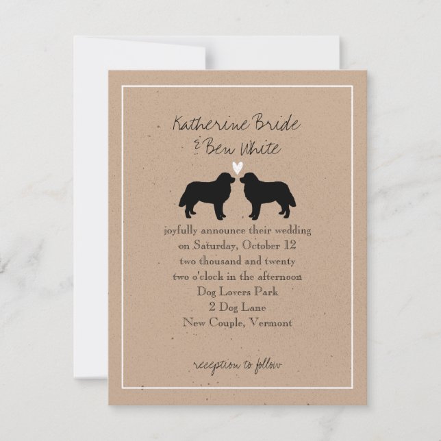 Invitation Carton d'invitation de mariage pour Chiens de mont (Devant)