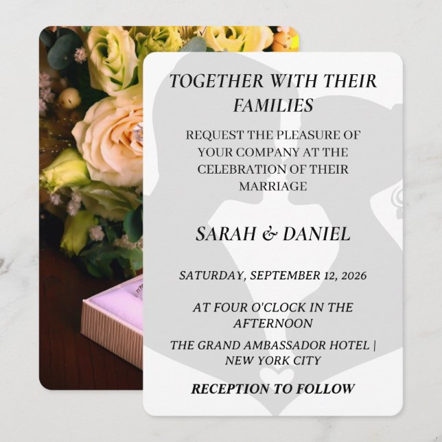 Invitation Carton d'invitation de mariage pour couple silhoue (Devant / Derrière)