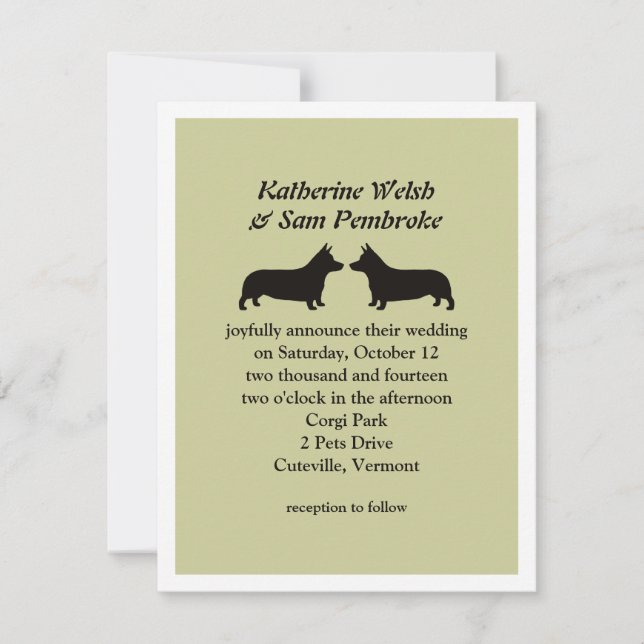 Invitation Carton d'invitation de mariage pour Pembroke Welsh (Devant)