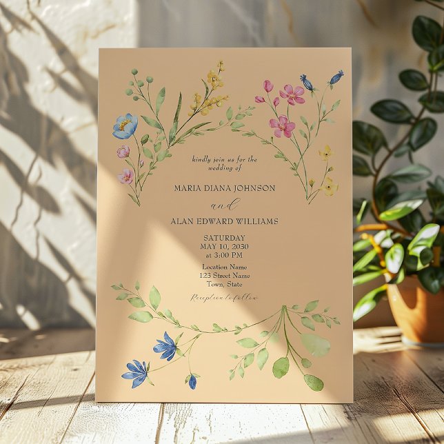 Invitation Carton d'invitation de mariage printanier coloré (Créateur téléchargé)