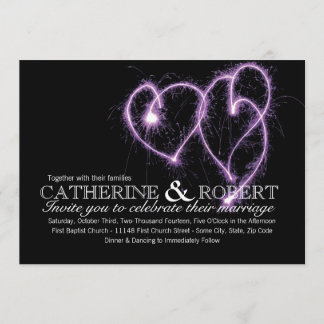 Invitation Carton d'invitation de mariage Purple Two Hearts S