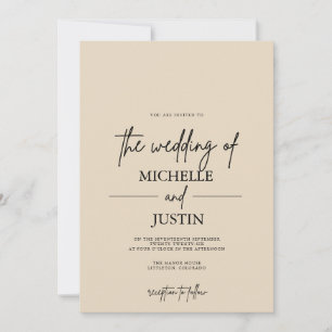 Invitation Carton d'invitation de mariage QR Beige Tan
