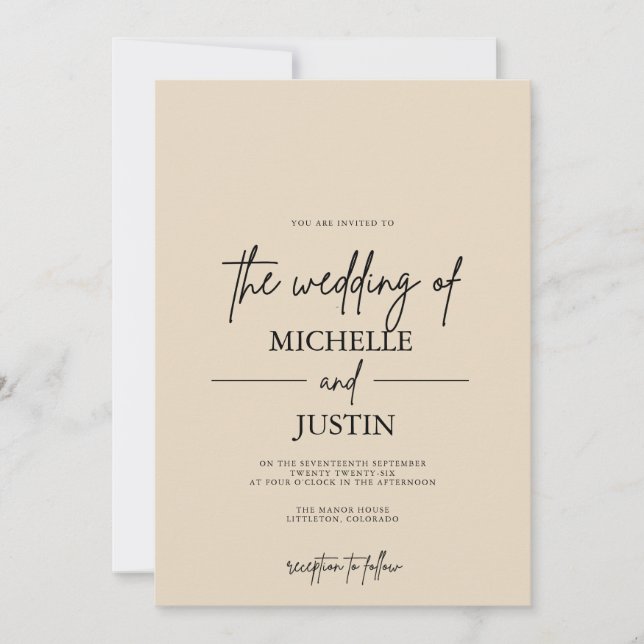 Invitation Carton d'invitation de mariage QR Beige Tan (Devant)