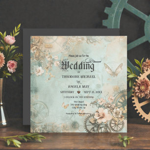 Invitation Carton d'invitation de mariage romantique sarcelle