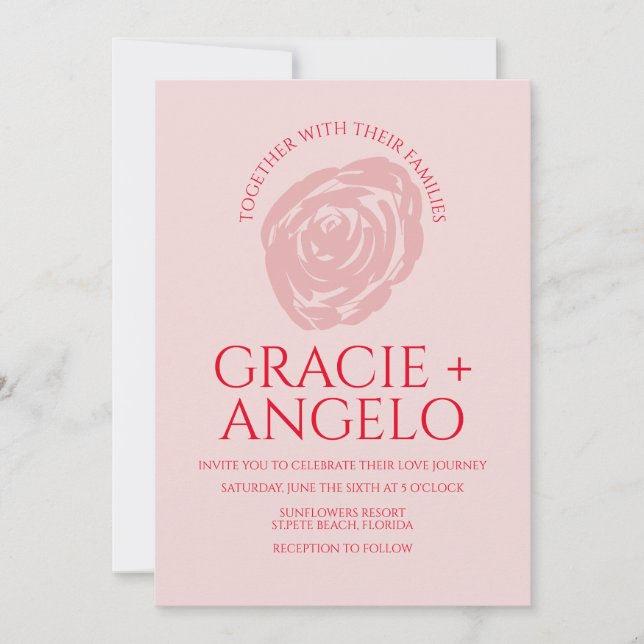 Invitation Carton d'invitation de mariage Rose abstraite rose (Devant)