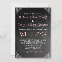 Carton d'invitation de mariage rose gris tableau n