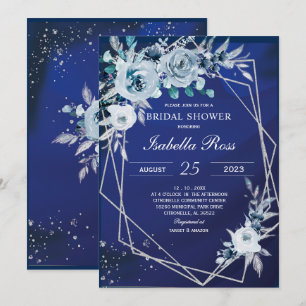 Invitation Carton d'invitation de mariage Royal Blue et Argen