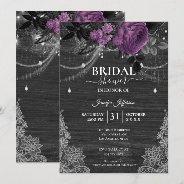 Invitation Carton d'invitation de mariage rustique floral got (Devant / Derrière)