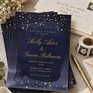Invitation Carton d'invitation de mariage Saphir Bleu Marine