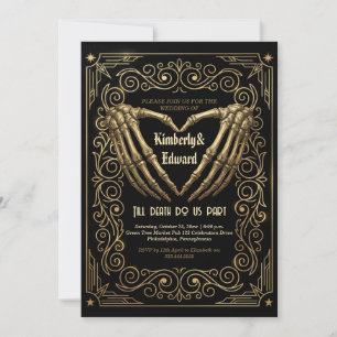 Invitation Carton d'invitation de mariage squelette gothique