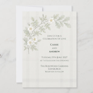 Invitation Carton d'invitation de mariage Tartan Rose Blanche