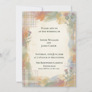 Invitation Carton d'invitation de mariage Thistle Tartan d'Au