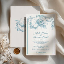 Carton d'invitation de mariage Toile de Jouy Paris