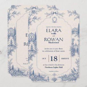 Invitation Carton d'invitation de mariage Toile de Jouy Venue