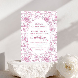 Invitation Carton d'invitation de mariage Toile Roses rose po