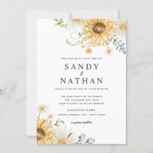 Invitation Carton d'invitation de mariage Tournesol jaune joy