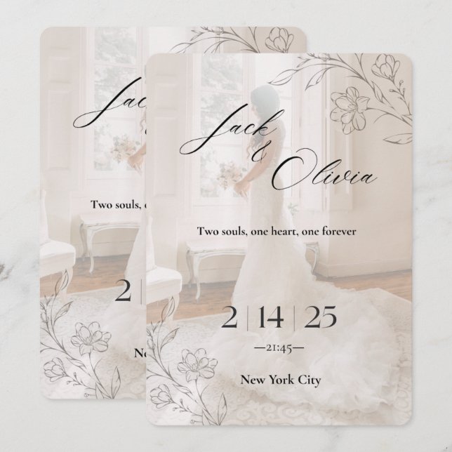 Invitation Carton d'invitation de mariage unique (Devant / Derrière)