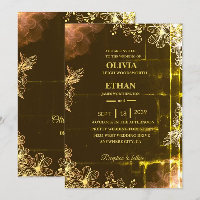 Invitation Carton d'invitation de mariage Velvet Emerald Glow (Devant / Derrière)