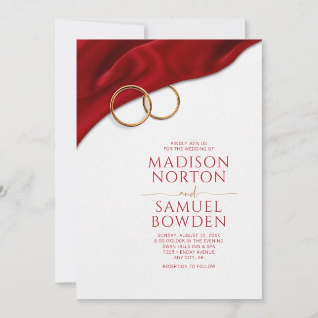 Invitation Carton d'invitation de mariage Velvet Rouge (Devant)