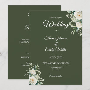 Invitation Carton d'invitation de mariage vert olive élégant