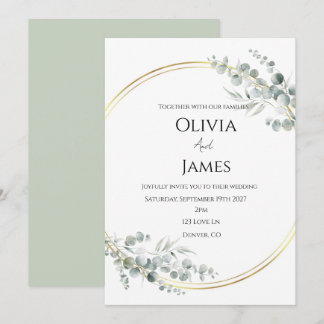 Invitation Carton d'invitation de mariage vert sauge