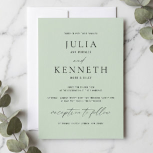 Invitation Carton d'invitation de mariage vert sauge classiqu