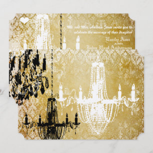 Invitation Carton d'invitation de mariage vintage lustre en d