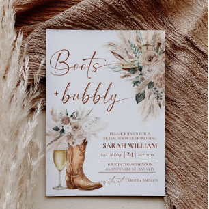 Invitation Carton d'invitation de mariage western Boots Bubbl