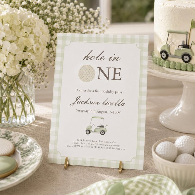Invitation Carton d'invitation de naissance au golf Sage Gree (Créateur téléchargé)
