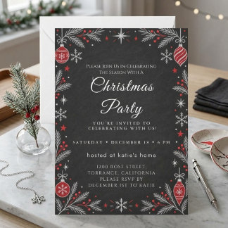 Invitation Carton d'invitation de Noël à l'écriture classique