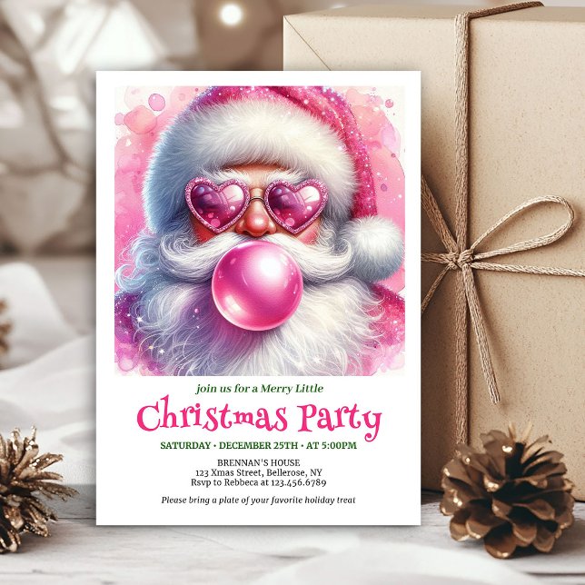 Invitation Carton d'invitation de Noël à lunettes de soleil S (Watercolor Funny Santa Sunglasses Christmas Invitation

)