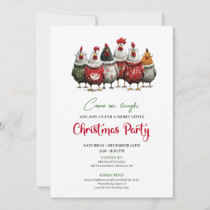 Invitation Carton d'invitation de Noël à thème poulets fantai