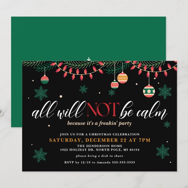 Invitation Carton d'invitation de Noël drôle Tout ne sera pas (Devant / Derrière)