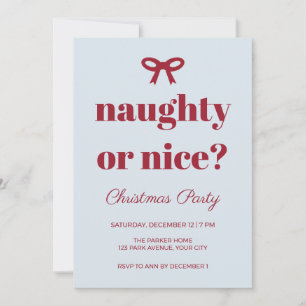 Invitation Carton d'invitation de Noël Fat Serif Naughty or N